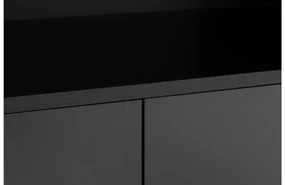 Goossens Basic Buffetkast Madrid, 3 dichte deuren 7 open vakken, zwart melamine, 139 x 191 x 45 cm, elegant chic
