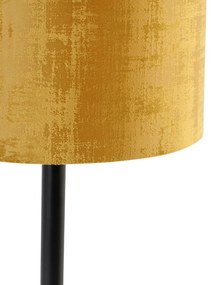 Stoffen Moderne tafellamp zwart met kap goud 25 cm - Simplo Modern E27 cilinder / rond Binnenverlichting Lamp