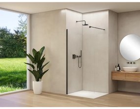 Van Rijn Products ST01 vaste wand - 118x200cm - helder glas - - dikte 8mm - stabilisatiestang - muurprofiel - zwart ST01500120HEZWM