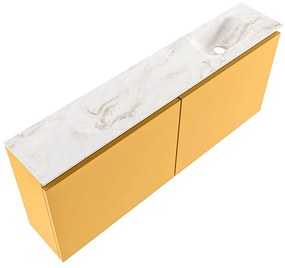 Mondiaz Ture DLux toiletmeubel 120cm ocher met wastafel frappe rechts zonder kraangat