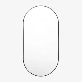 Ovaal Wandspiegel 50x100 Cm Voor Badkamer Met Led-licht En Anti-condens Asteiro Zwart - Sklum