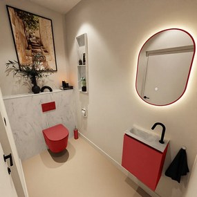 Mondiaz Ture DLux toiletmeubel 40cm fire met wastafel opalo links met kraangat