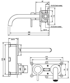 Brauer Copper Edition ColdStart wastafelkraan inbouw gebogen uitloop en rozetten model B2 koper geborsteld PVD