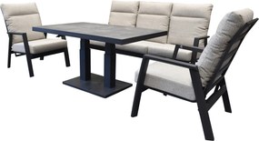 Barolo Pacific stoel bank dining loungeset 4 delig verstelbaar antraciet