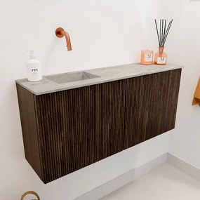Mondiaz Joya DLux 90cm toiletmeubel walnut met wastafel faye links zonder kraangat glace