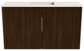 Mondiaz Joya DLux 70cm toiletmeubel walnut met wastafel faye midden zonder kraangat meli