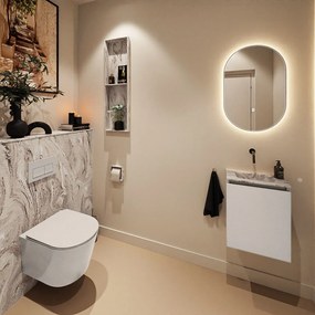 Mondiaz Ture DLux toiletmeubel 40cm linen met wastafel glace midden zonder kraangat