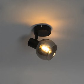 Art Deco spot zwart met smoke glas - Vidro