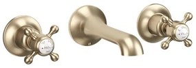 Crosswater Belgravia Wastafelkraan - inbouw - 3 gats - kruisgreep - 14.1cm uitloop - geborsteld messing BL131WNF