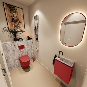 Mondiaz Ture DLux toiletmeubel 40cm fire met wastafel glace rechts met kraangat