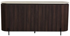 Walnoot Dressoir Met Travertin Blad - 180x40x85cm.