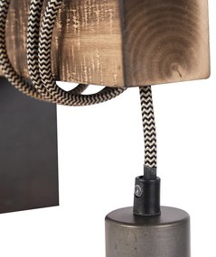 Smart industriële wandlamp zwart met hout incl. wifi G95 - Gallow