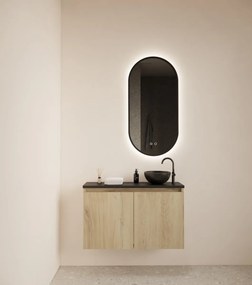 Gliss Design Echo toiletmeubel 80cm evoke eiken met toppaneel zwart mat