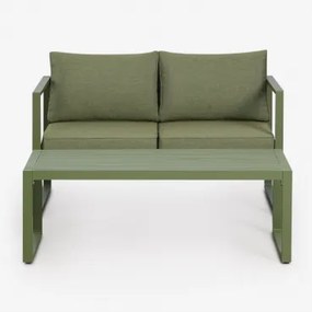 Tuinset Met 2-zitsbank En Salontafel Van Aluminium 110x55cm Lipov Groen – Intens Olijf - Sklum