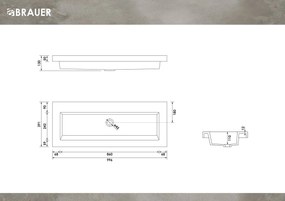 Brauer Spring wastafel mineraalmarmer 100cm zonder kraangat wit glans