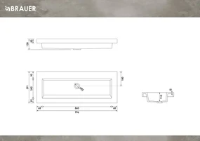 Brauer Spring wastafel mineraalmarmer 100cm zonder kraangat wit glans