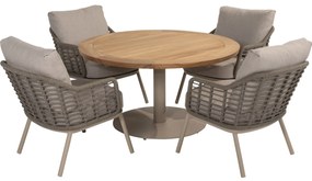 Puglia Saba low dining tuinset 130ØxH69 cm 5 delig latte Taste 4SO