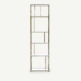 Boekenrek in glas/metaal met messing effect, Parallel