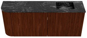 Mondiaz Joya DLux 100cm toiletmeubel ronding links ruby met wastafel faye rechts zonder kraangat lava