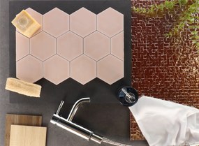 Hoogglans Handvorm Wandtegel 10.8x12.4 Cm Hexagon Princeton Roze RBT54