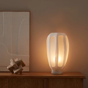 Zeshoekige lamp in mat en ondoorzichtig glas, Halkide