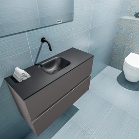 Mondiaz Ada 80cm toiletmeubel dark grey met wastafel urban midden zonder kraangat