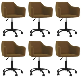 vidaXL Eetkamerstoelen draaibaar 6 st fluweel bruin