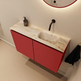 Mondiaz Ture DLux toiletmeubel 80cm fire met wastafel frappe rechts zonder kraangat