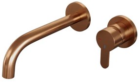 Brauer Copper Edition Wastafelmengkraan inbouw - gebogen uitloop links - hendel plat smal - model D 1 - PVD - geborsteld koper 5-GK-004-B4-65