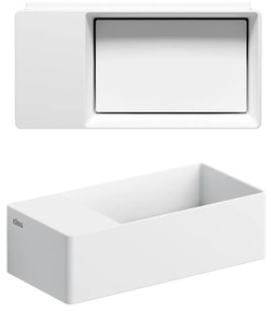 Clou New Flush 3 fontein solid surface 35cm met afvoerplaat links wit mat