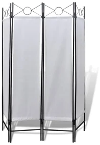 vidaXL Kamerscherm met 4 panelen inklapbaar 160x180 cm wit