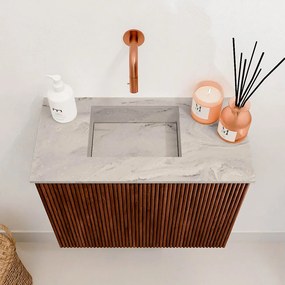 Mondiaz Joya DLux 50cm toiletmeubel ruby met wastafel faye links zonder kraangat glace