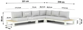 Loungeset 6 personen Aluminium/teak Wit Lifestyle Garden Furniture Ravalla/Seaside