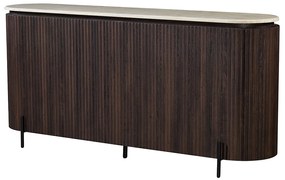 Walnoot Dressoir Met Travertin Blad - 180x40x85cm.