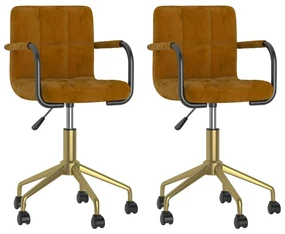 vidaXL Eetkamerstoelen draaibaar 2 st fluweel bruin