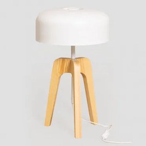 Tafellamp Kuta Wit – natuurlijk hout - Sklum