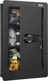 VEVOR 3-laags wapenkluis, wandkluis, 3 verwijderbare planken, 6 sleutelhouders, LED-lampje, trilalarm, toetsenbord en sleutel, voor lange wapens, paspoorten, sieraden, contant geld, belangrijke documenten