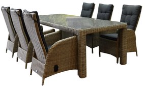 Menorca Bergamo dining tuinset 240x100xH77 cm 7-delig grijs