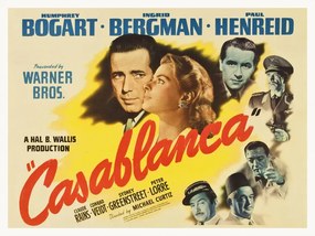 Kunstreproductie Casablanca (Vintage Cinema / Retro Theatre Poster), (40 x 30 cm)
