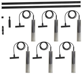 Modern railsysteem zwart met 6 hanglampen zwart met smoke glas 1-fase - Slimline Loyce Modern G9 Binnenverlichting Lamp