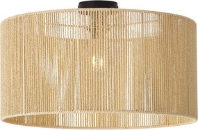 Plafondlamp zwart met beige papieren kap 50/50/25 - Combi