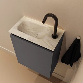 Mondiaz Ture DLux toiletmeubel 40cm dark grey met wastafel ostra links met kraangat