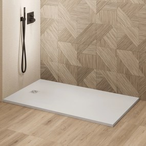Saniclear Lino douchebak 140x100cm met stone finish wit