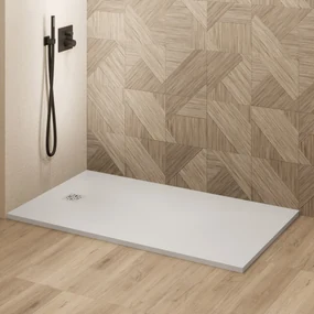 Saniclear Lino douchebak 140x100cm met stone finish wit
