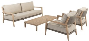 Sem Julia stoel bank loungeset 4 delig 150x65 cm brushed teak 4 Seasons Outdoor