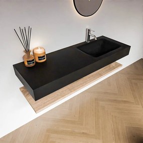 Zaro Alan badmeubel 130cm met planchet washed oak en vrijhangende wastafel cloud rechts 1 kraangat urban