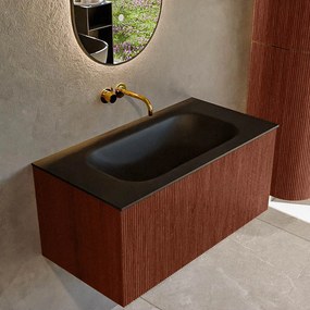 Mondiaz Kurve 90cm badmeubel ruby met 1 lade en wastafel big small midden zonder kraangat urban