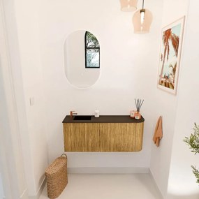 Mondiaz Joya 100cm toiletmeubel ronding rechts oak met wastafel faye links 1 kraangat urban