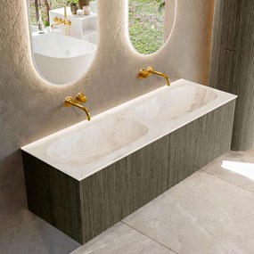 Mondiaz Kurve-dlux 140cm badmeubel shadow met 2 lades en wastafel stor small dubbel zonder kraangat frappe