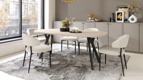 ALDO 100 Beige/Zwarte poten - RONDE LOFT/INDUSTRIËLE TAFEL VOOR WOONKAMER/EETKAMER, UITSCHUIFBAAR
